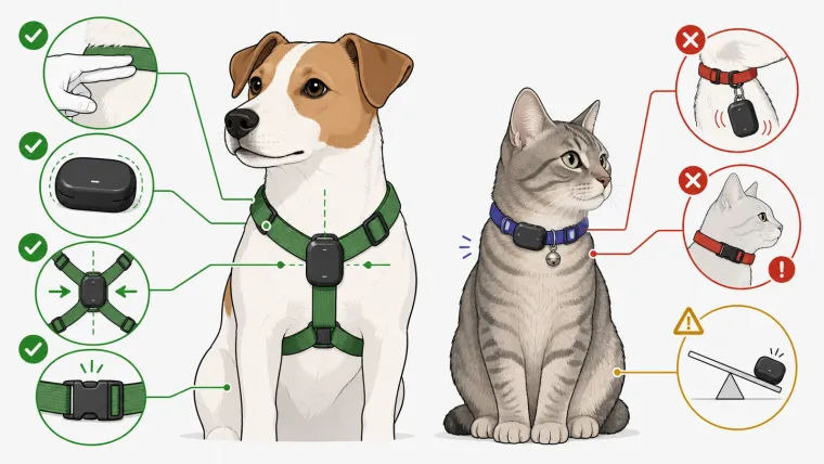 Symbolische Darstellung zum korrekten Sitz eines Hundeortungshalsbands